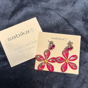 Sabika Pink and Green Floral Earrings